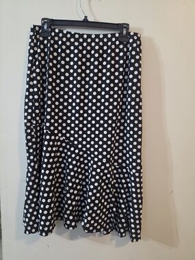 Classic Black & White Polka Dot Midi Skirt By Emi & Joe